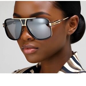 Aviator Sunglasses Square Frame‎ Women Silver Lens Fashion Shades Lentes Gafas